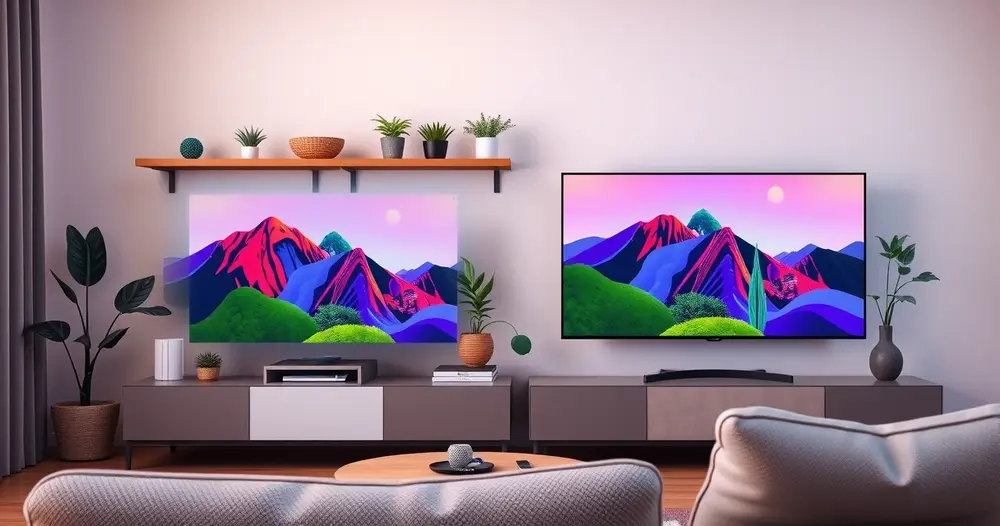 tablet e televisão exibindo conteúdo de streaming na sala