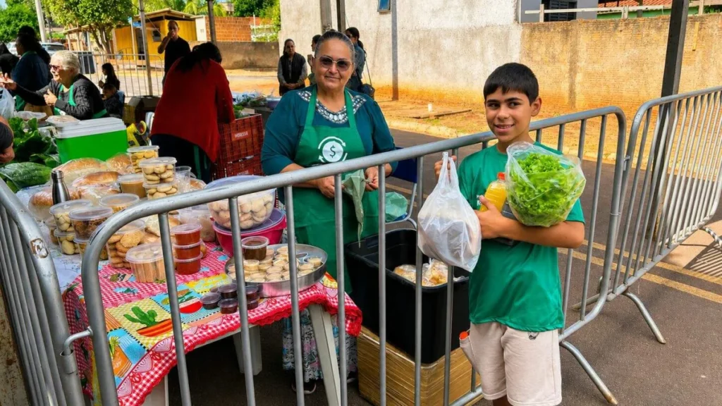 Lixo vira moeda para comprar alimentos em escola